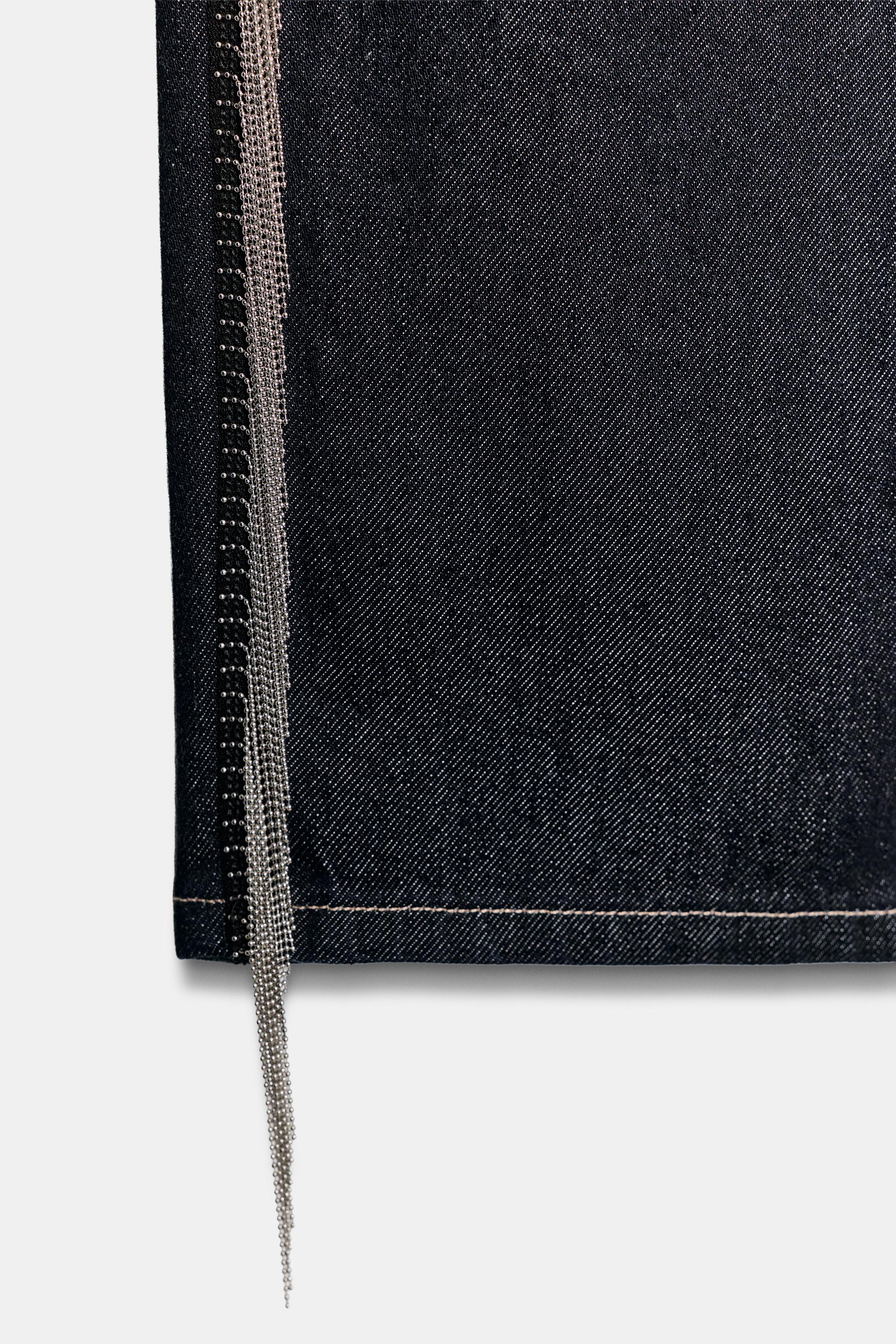 TRF LOW RISE FRINGED STRAIGHT LEG JEANS